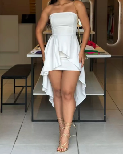 Strapless High-Low Sheath Short Homecoming Dresses