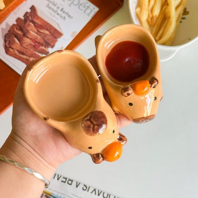 Ceramic capybara dipping sauce dish - 2pcs