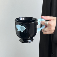 Ceramic butterfly coffee mug with spoon - Thumbnail 2