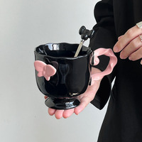 Ceramic butterfly coffee mug with spoon - Thumbnail 1