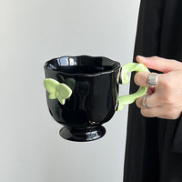 Ceramic butterfly coffee mug with spoon - Thumbnail 3