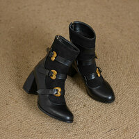 Retro Heart Buckles Sock Boots - Thumbnail 4
