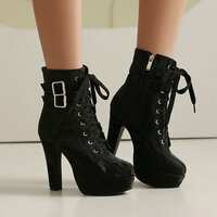 Chic Lace Up Belt High-heel Booties - Thumbnail 4
