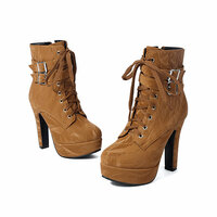 Chic Lace Up Belt High-heel Booties - Thumbnail 6