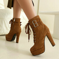 Chic Lace Up Belt High-heel Booties - Thumbnail 1