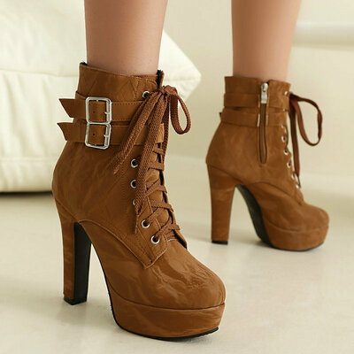 Chic Lace Up Belt High-heel Booties