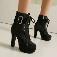 Chic Lace Up Belt High-heel Booties - Thumbnail 3