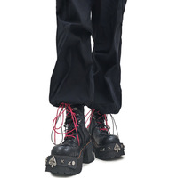 Punk Round Toe Leather Boots For Women - Thumbnail 5