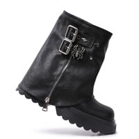 Punk Spider Zipper Up Pant Boots For Women - Thumbnail 4