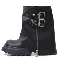 Punk Spider Zipper Up Pant Boots For Women - Thumbnail 5