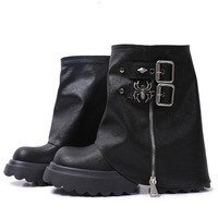 Punk Spider Zipper Up Pant Boots For Women - Thumbnail 1