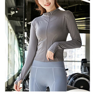 Autumn and winter new women's long sleeved tight fitting slimming fitness running sports top jacket - Thumbnail 1