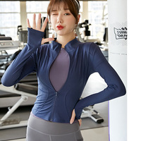Autumn and winter new women's long sleeved tight fitting slimming fitness running sports top jacket - Thumbnail 3