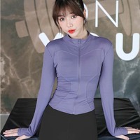 Autumn and winter new women's long sleeved tight fitting slimming fitness running sports top jacket - Thumbnail 6