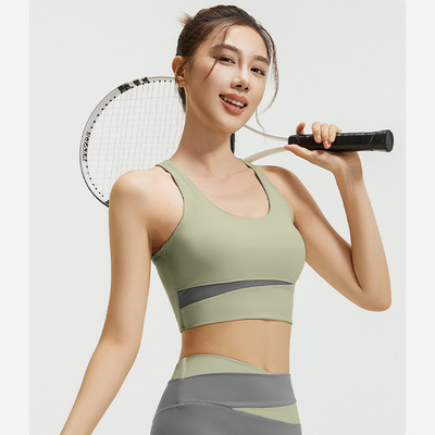 Women sport bra ringless breathable crop tops shockproof gym top vest fitness