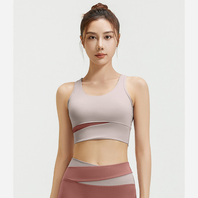 Women sport bra ringless breathable crop tops shockproof gym top vest fitness