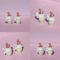 Bunny strawberry vanilla cupcake earrings - Thumbnail 1