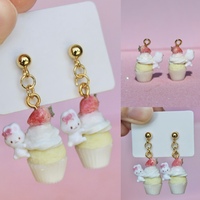 Bunny strawberry vanilla cupcake earrings - Thumbnail 2