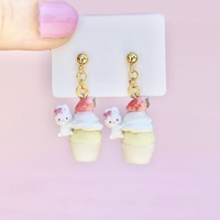 Bunny strawberry vanilla cupcake earrings - Thumbnail 3