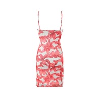 Mesh Printed Suspender Dress Sexy Big Backless Slim Hip-hugging Short Skirt - Thumbnail 1
