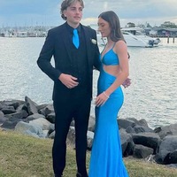 V Neck Mermaid Blue Satin Prom Dresses,PD230413 - Thumbnail 1