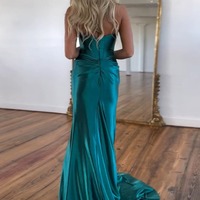 Sweetheart Mermaid  Green Satin Long Prom Dresses,PD230415 - Thumbnail 1