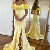 Sweetheart Mermaid Hot Pink Satin Prom Dresses with Slit,PD230417 - Thumbnail 2