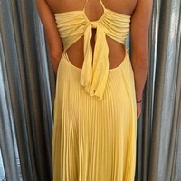 V Neck A Line Yellow Satin Long Prom Dresses ,PD230418 - Thumbnail 2