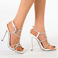 Elegant Rhinestone One-Strap Stiletto Heels Sandals - Thumbnail 2