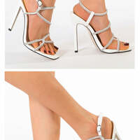 Elegant Rhinestone One-Strap Stiletto Heels Sandals - Thumbnail 3