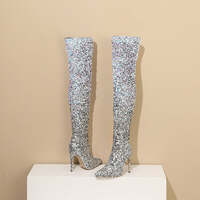 Gradient Sequin Side Zip Over-the-Knee Boots - Thumbnail 3