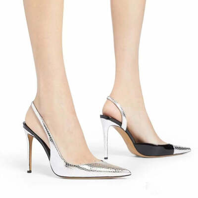 Pointed Stone-Patterned Hollow Ultra High Heel Women's Sandals