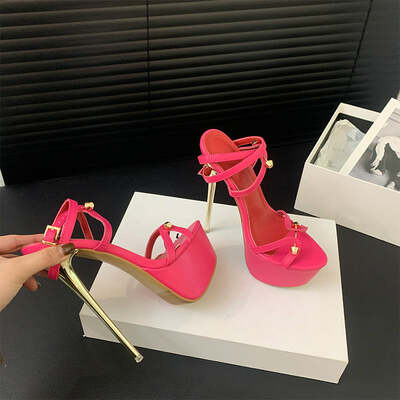 Roman style women's strappy high heel sandals