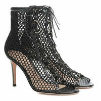 Ladies' Breathable Mesh Strappy High Heel Sandal Boots - Thumbnail 3