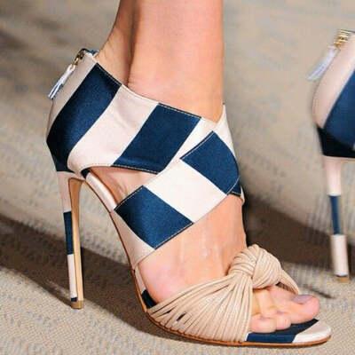 Seductive color block knotted peep-toe high heel sandals