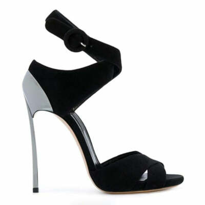 Roman metallic fish mouth stiletto sandals