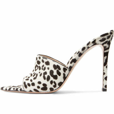 Pointed toe leopard print stiletto women's sandals