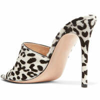Pointed Toe Leopard Print Stiletto Women's Sandals - Thumbnail 4