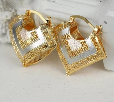 Celebrity Style Greek Print  Earrings