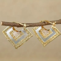 Celebrity Style Greek Print  Earrings - Thumbnail 1