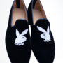 Crafted Leather Men's Black Moccasin Loafers Striking Style Rabbit Head Loafers Dress Shoes-2