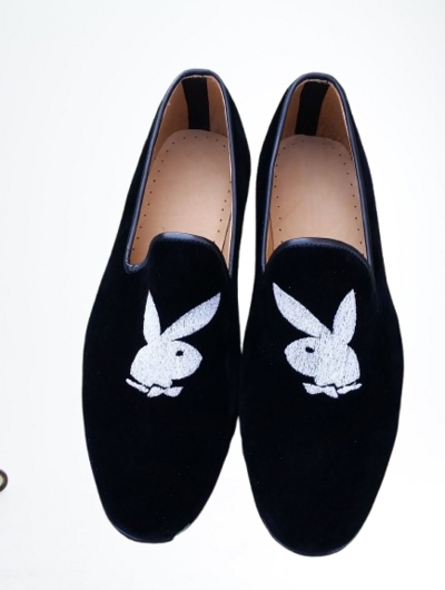 Crafted Leather Men's Black Moccasin Loafers Striking Style Rabbit Head Loafers Dress Shoes