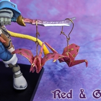 Origami Crane Earrings - Poppy Garden Set - Thumbnail 4