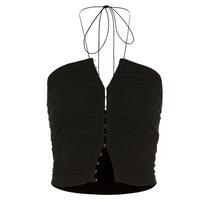 Solid Color Slim Fashion Halter Strap Sexy Backless Vest - Thumbnail 8