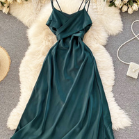 Lovely Satin Short A Line Dress Fashion Dress - Thumbnail 4