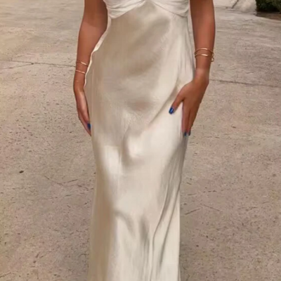 Spaghetti straps modest long prom dresses