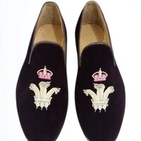 Crafted Leather Men Velvet Loafers Moccasin Dress Shoes - Thumbnail 1