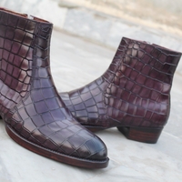 Crafted Leather Handmade Classic Purple Patina Leather Jodhpur Boot - Thumbnail 1