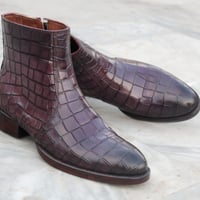 Crafted Leather Handmade Classic Purple Patina Leather Jodhpur Boot - Thumbnail 2