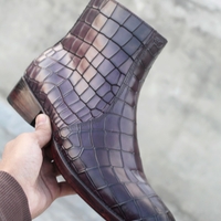 Crafted Leather Handmade Classic Purple Patina Leather Jodhpur Boot - Thumbnail 4